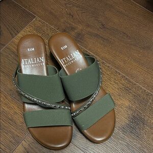 Italian Shoemakers Olive Green Slide Sandals